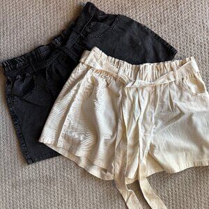 2 Pairs Forever 21 High Waisted Shorts Plus Size 0X Cream and Black